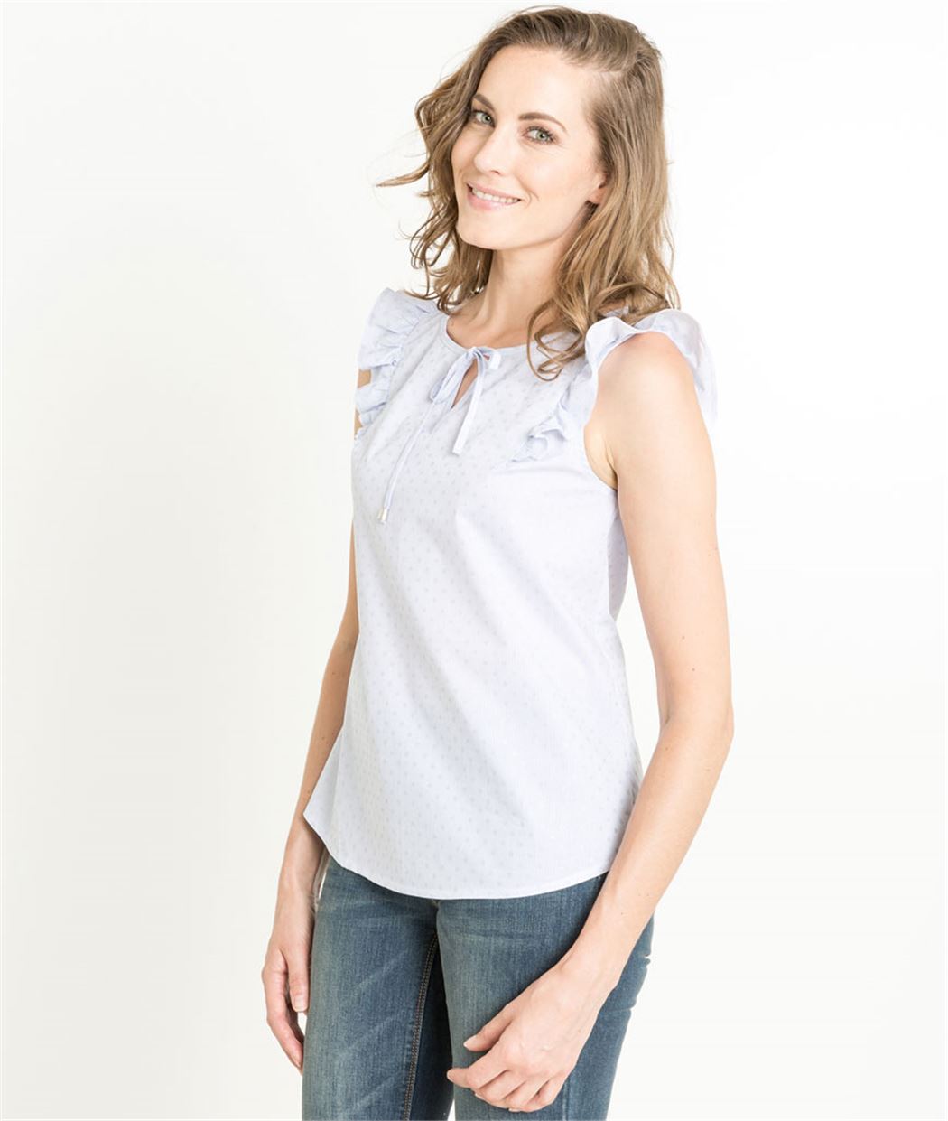 Blouse bleu clair et volants BLEU CLAIR