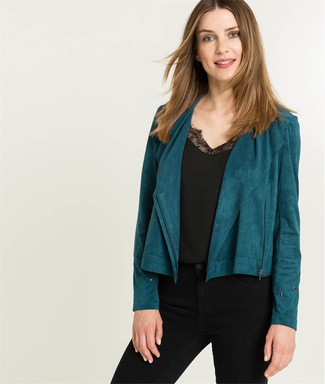 Veste femme zippée courte suédine VERONEZE