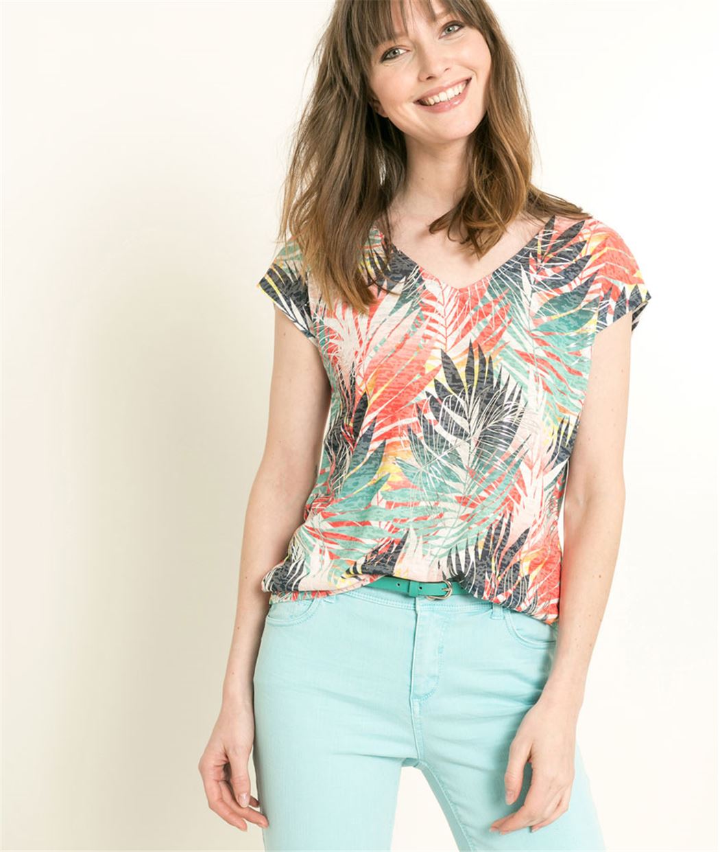 T-shirt femme imprimé palmes CAPUCINE