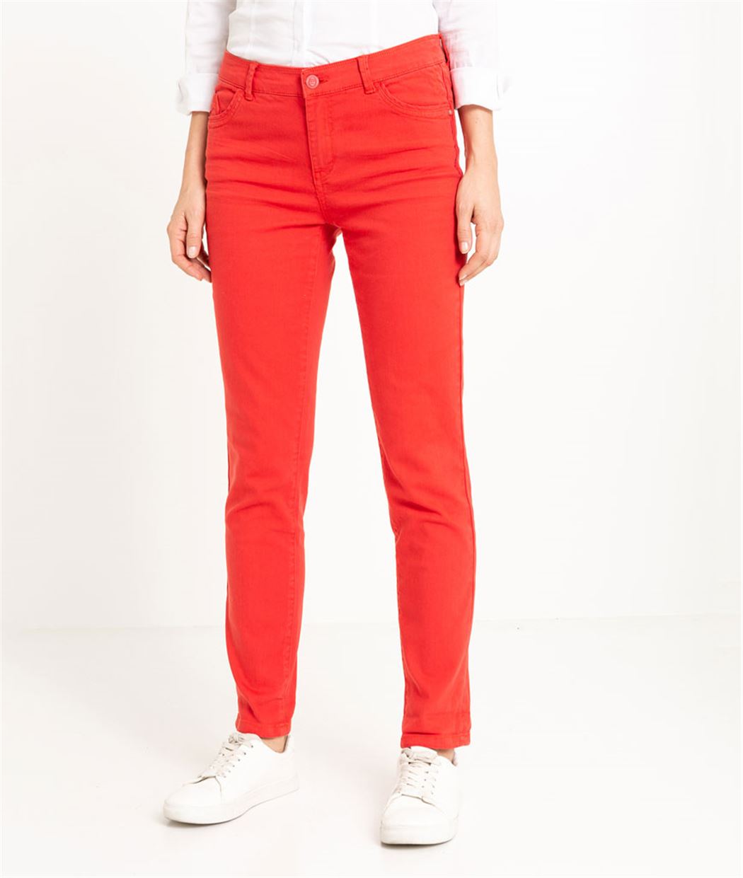 Pantalon raccourci femme couleur ROUGE