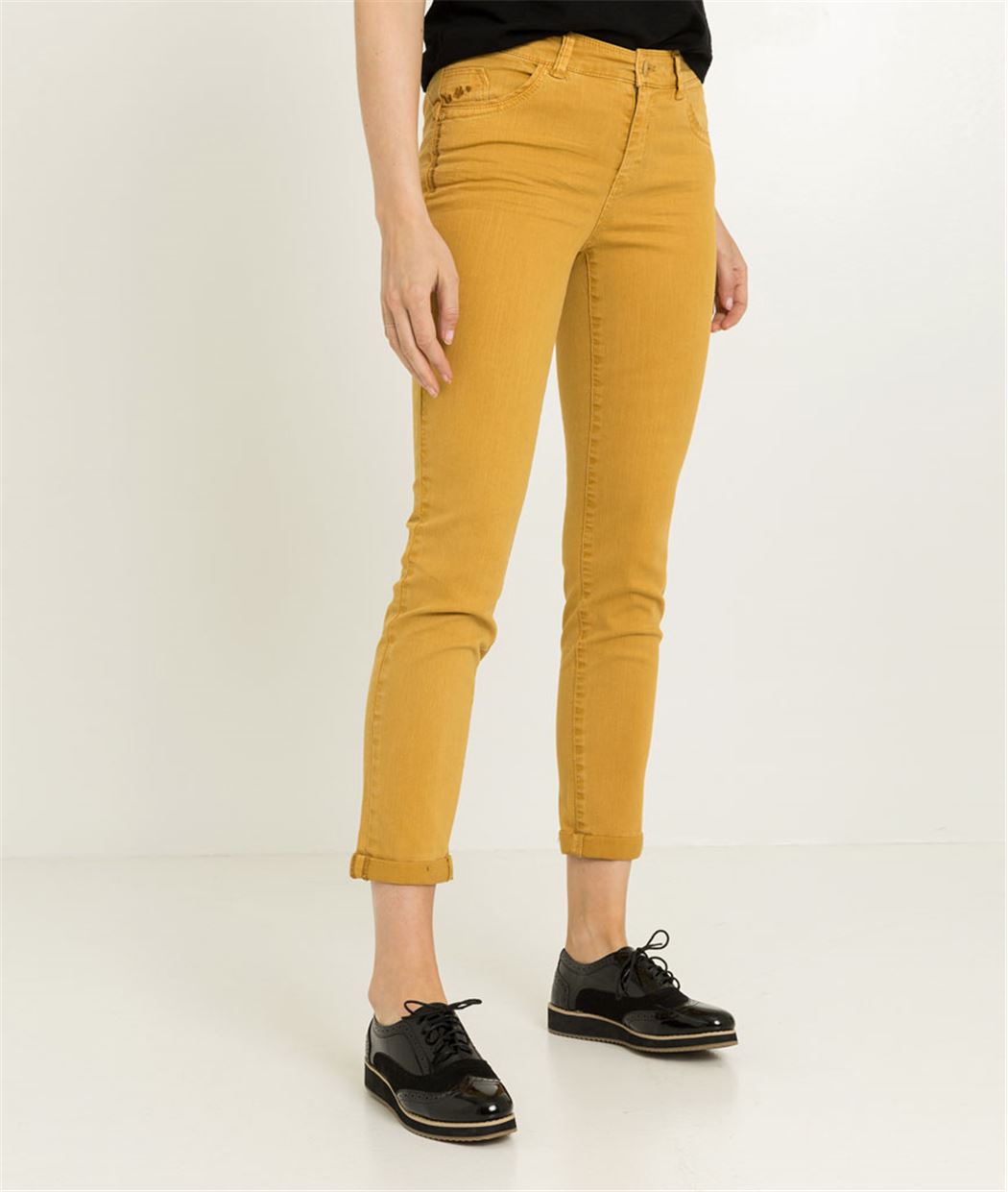 Pantalon raccourci femme couleur CURRY