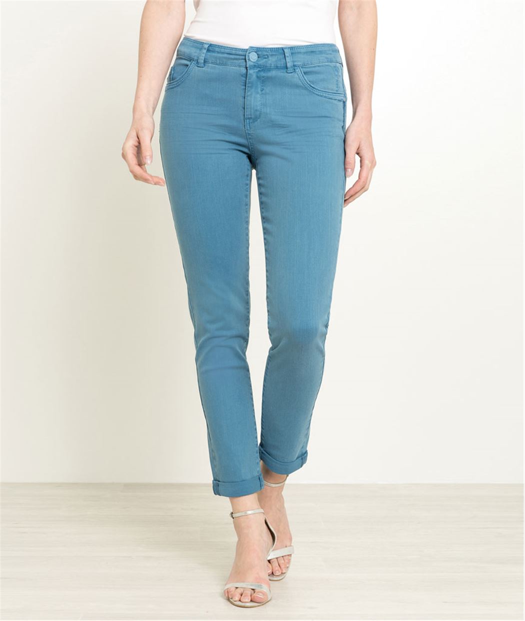 Pantalon raccourci femme couleur BLEU