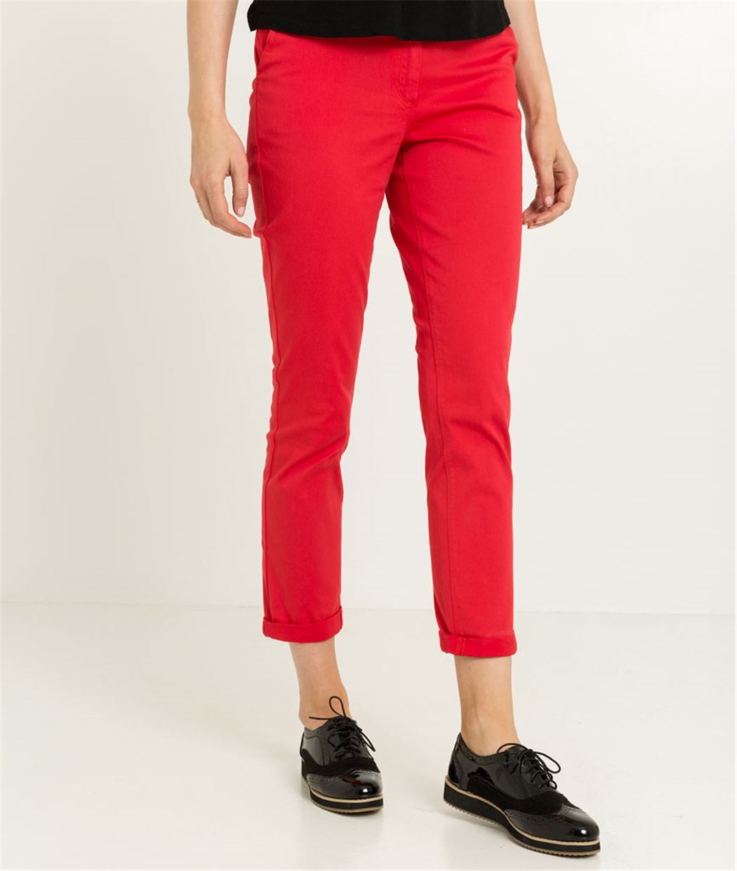 Chino femme couleur uni ROUGE