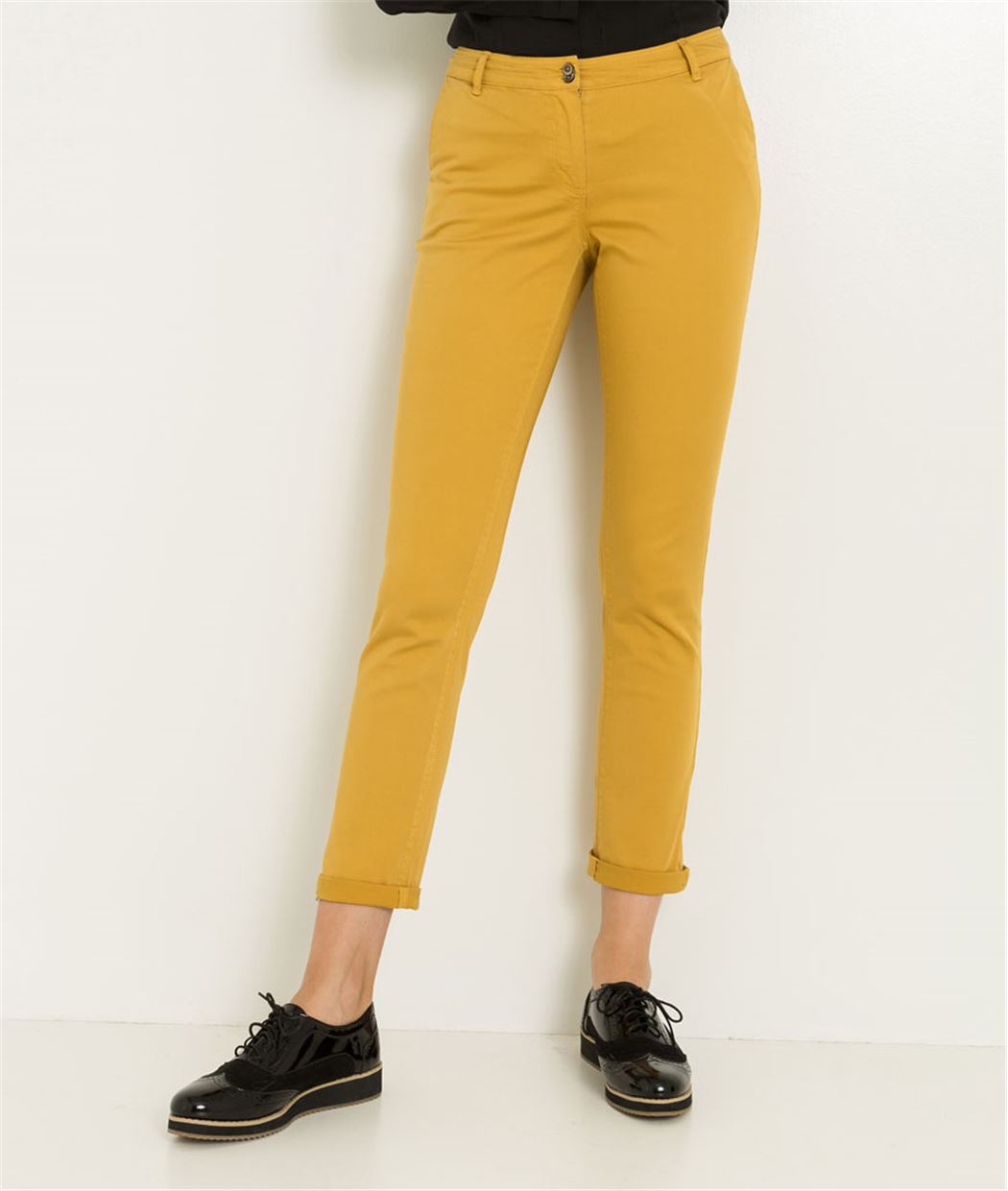 Chino femme couleur uni CURRY