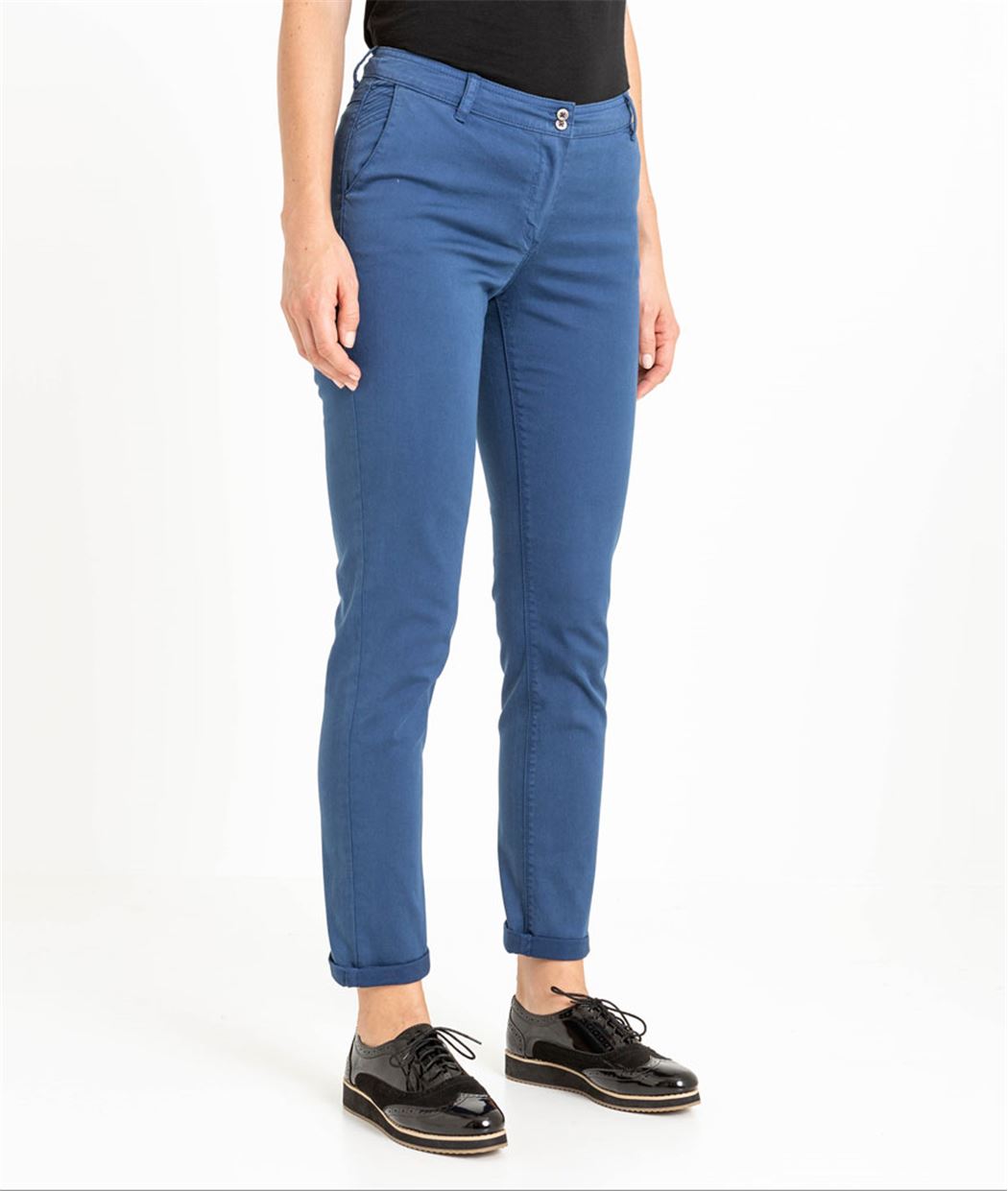 Chino femme couleur uni PRUSSE