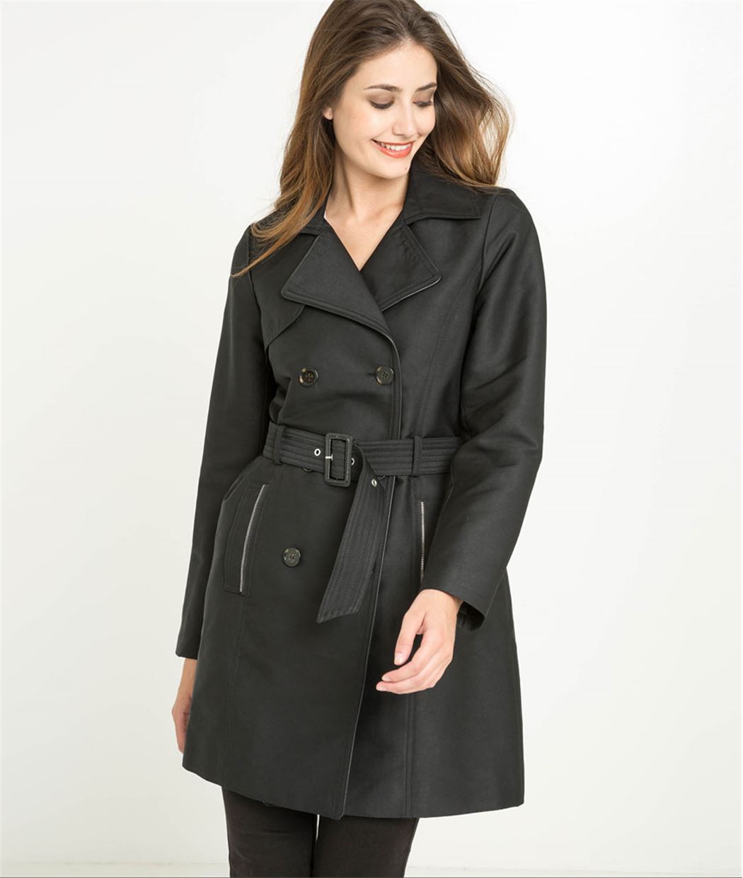 Trench femme ceinturé NOIR