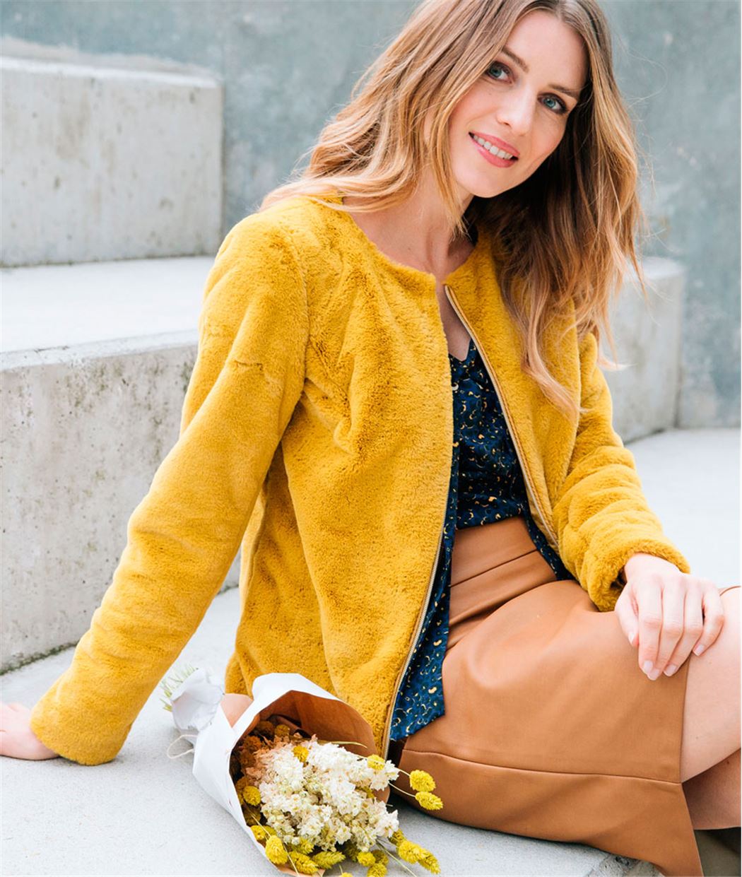 Veste femme fausse fourrure CURRY
