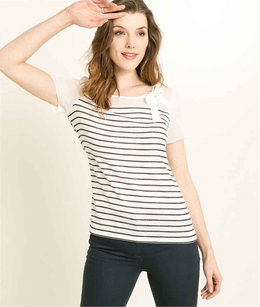 T-shirt femme à rayures ECRU