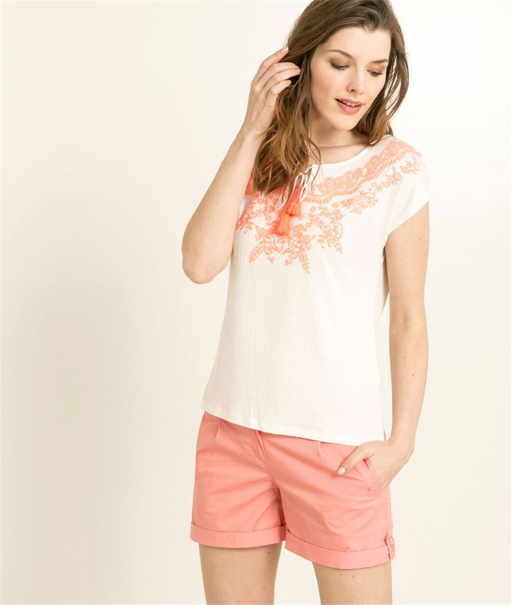 T-shirt femme manche courte ECRU