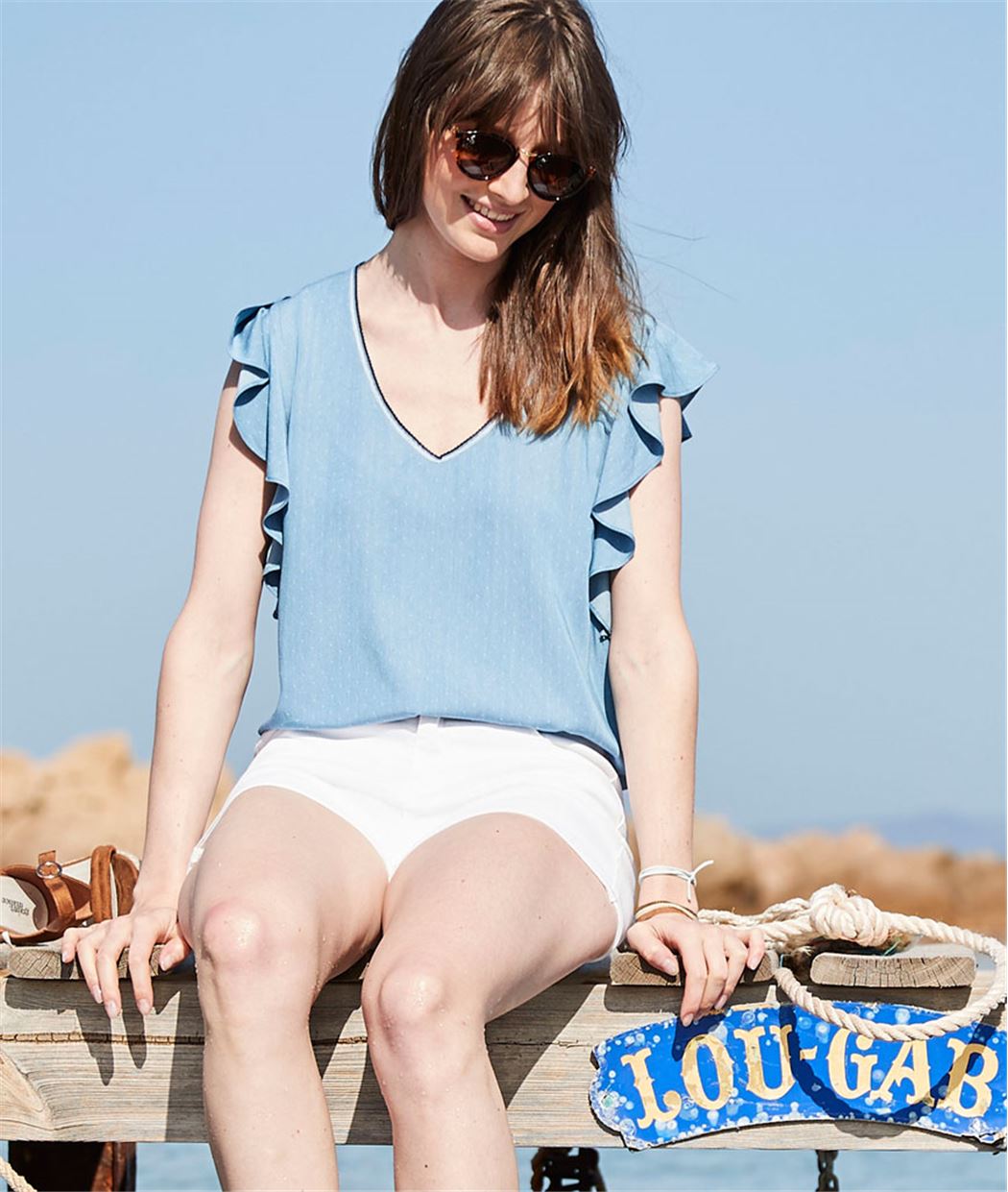Blouse femme tencel bleu BLEU CLAIR