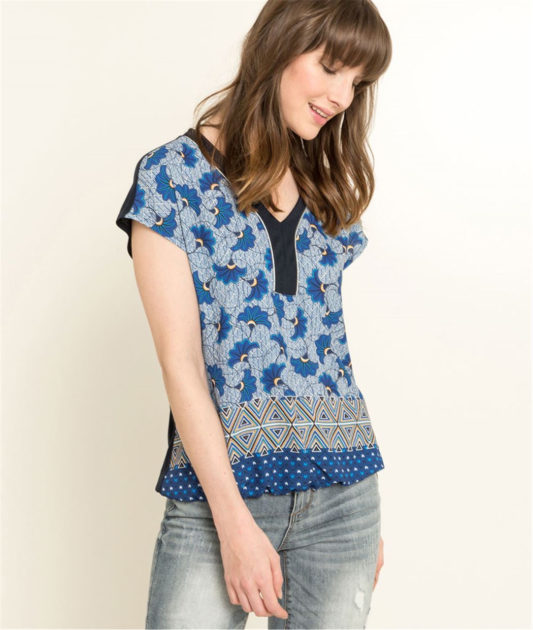 T-shirt femme imprimé wax MARINE