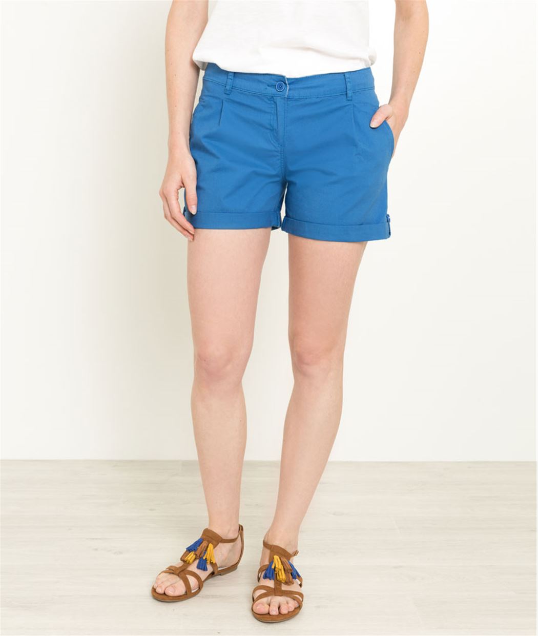 Short femme coloré uni BLEU
