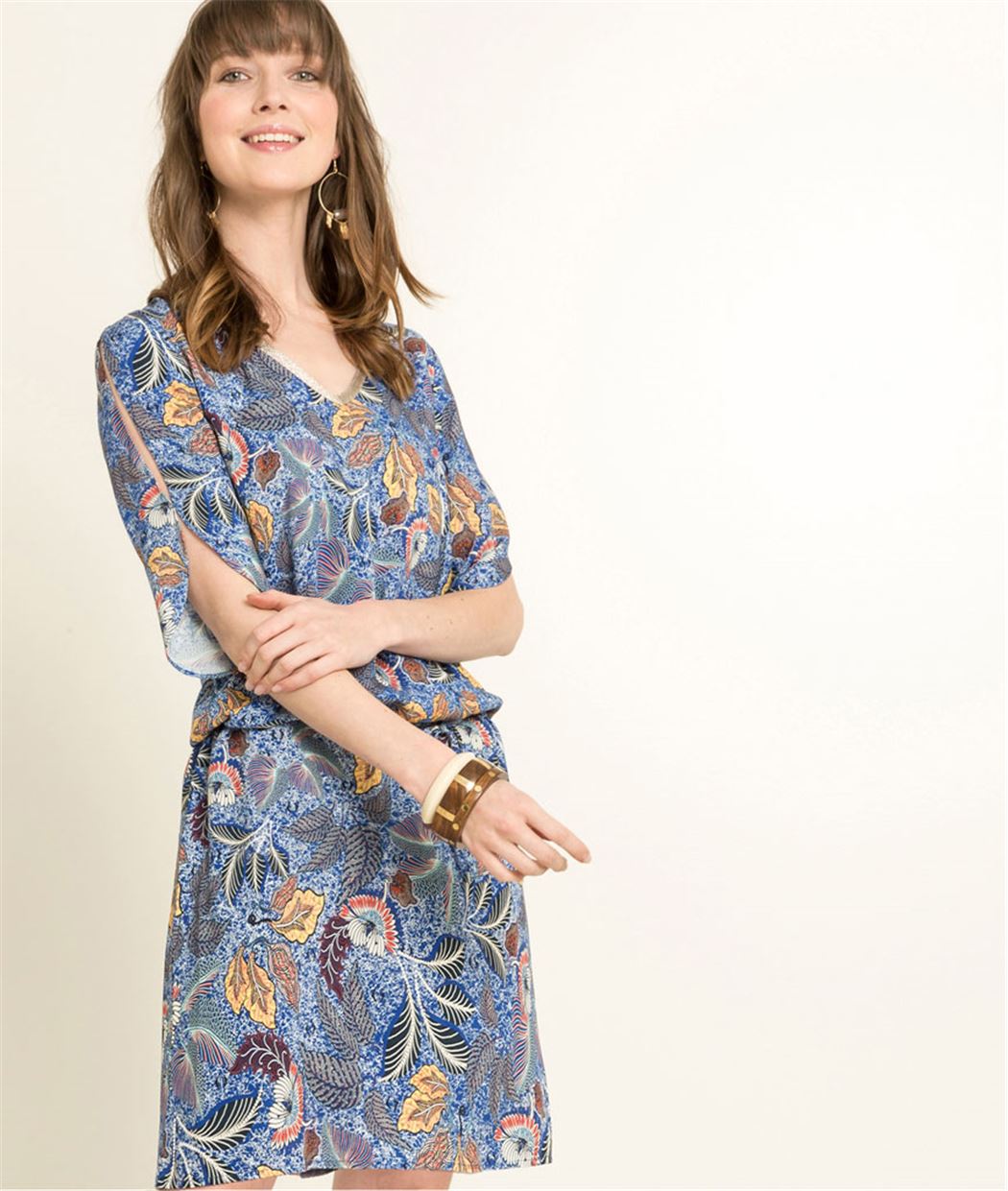 Robe femme imprimé ethnique BLEU