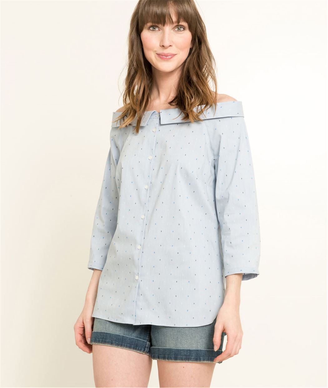 Chemisier femme col bateau BLEU