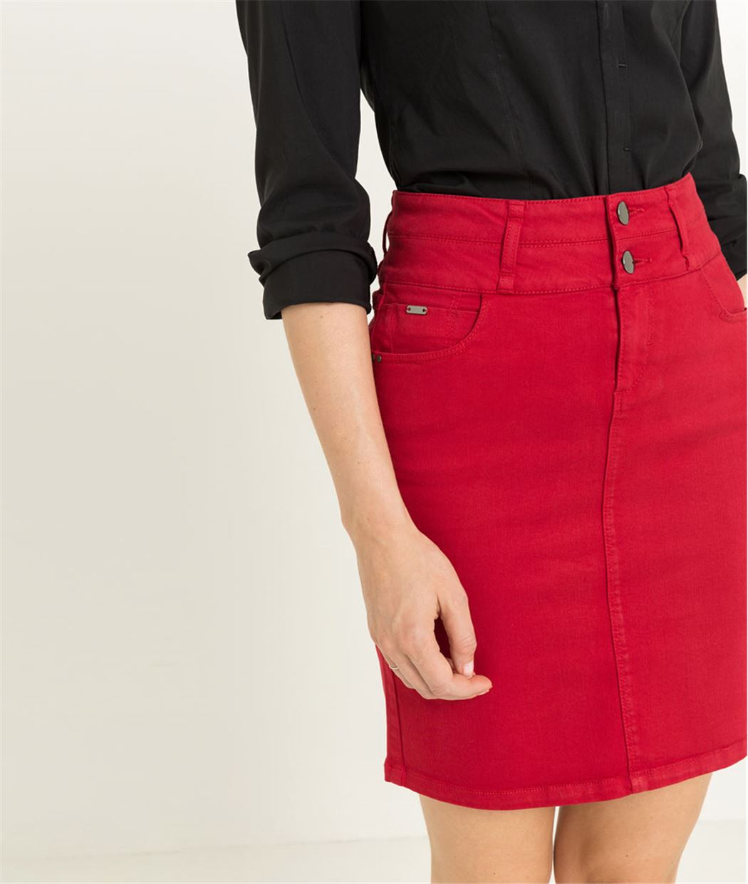 Jupe femme taille haute ROUGE