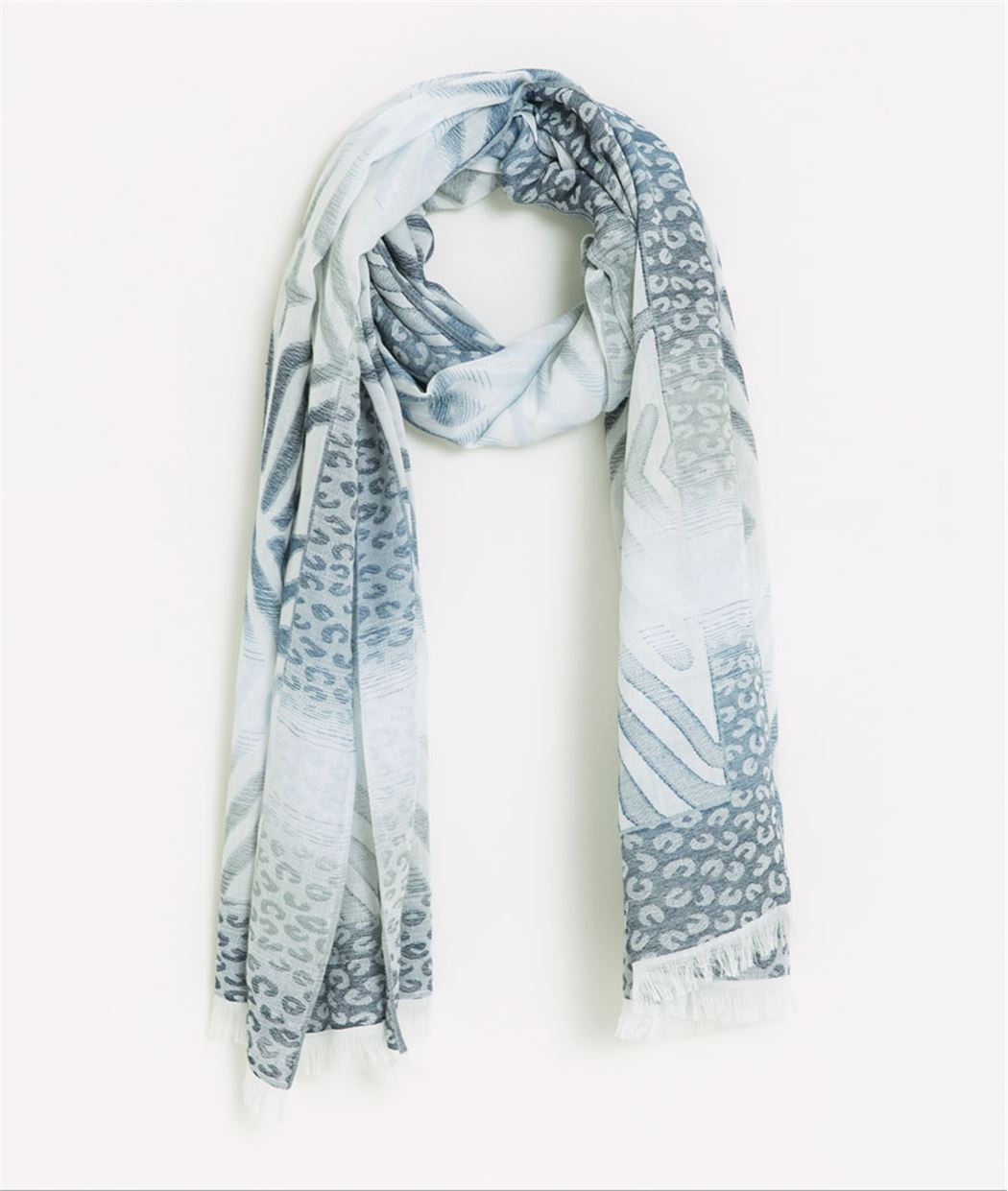 Foulard femme bleu léopard BLEU