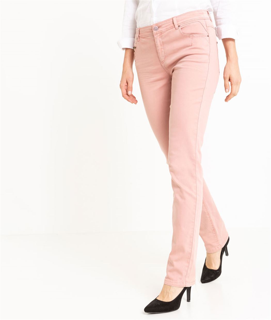 Pantalon femme droit couleur uni ROUILLE