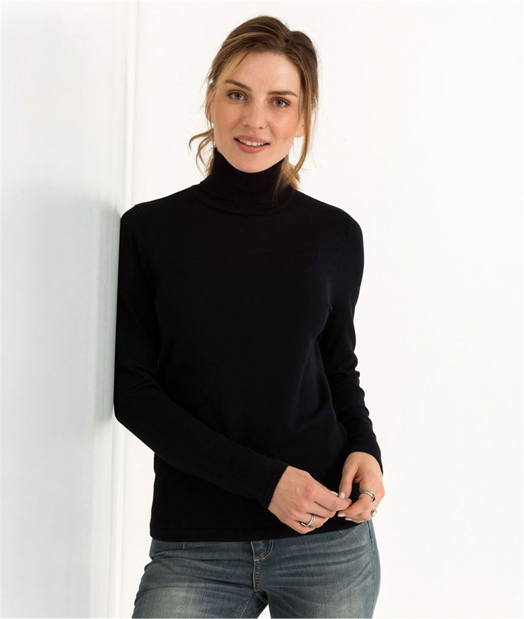 Pull femme fin avec col roulé MARINE