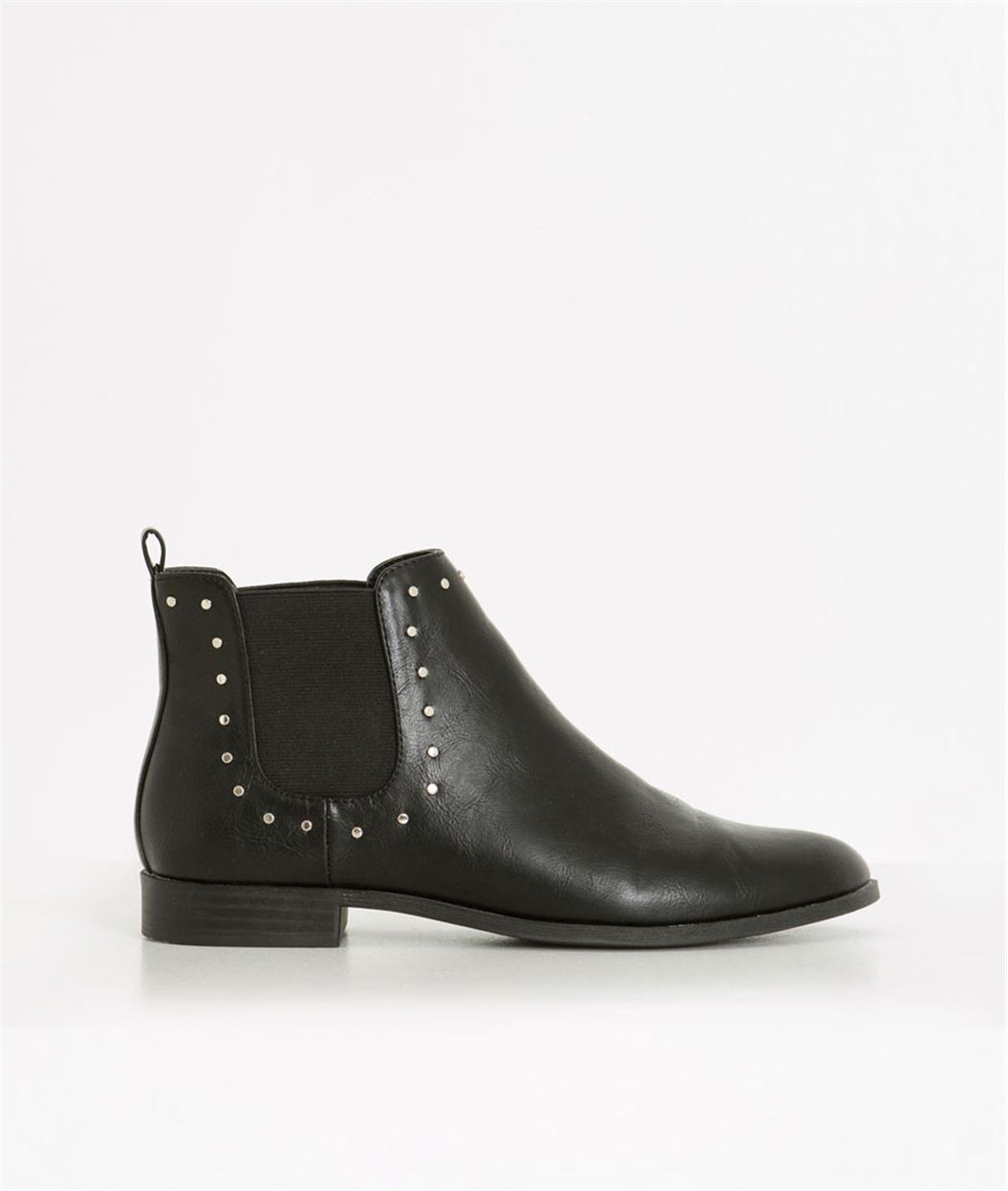 Boots femme noires unies avec clous NOIR