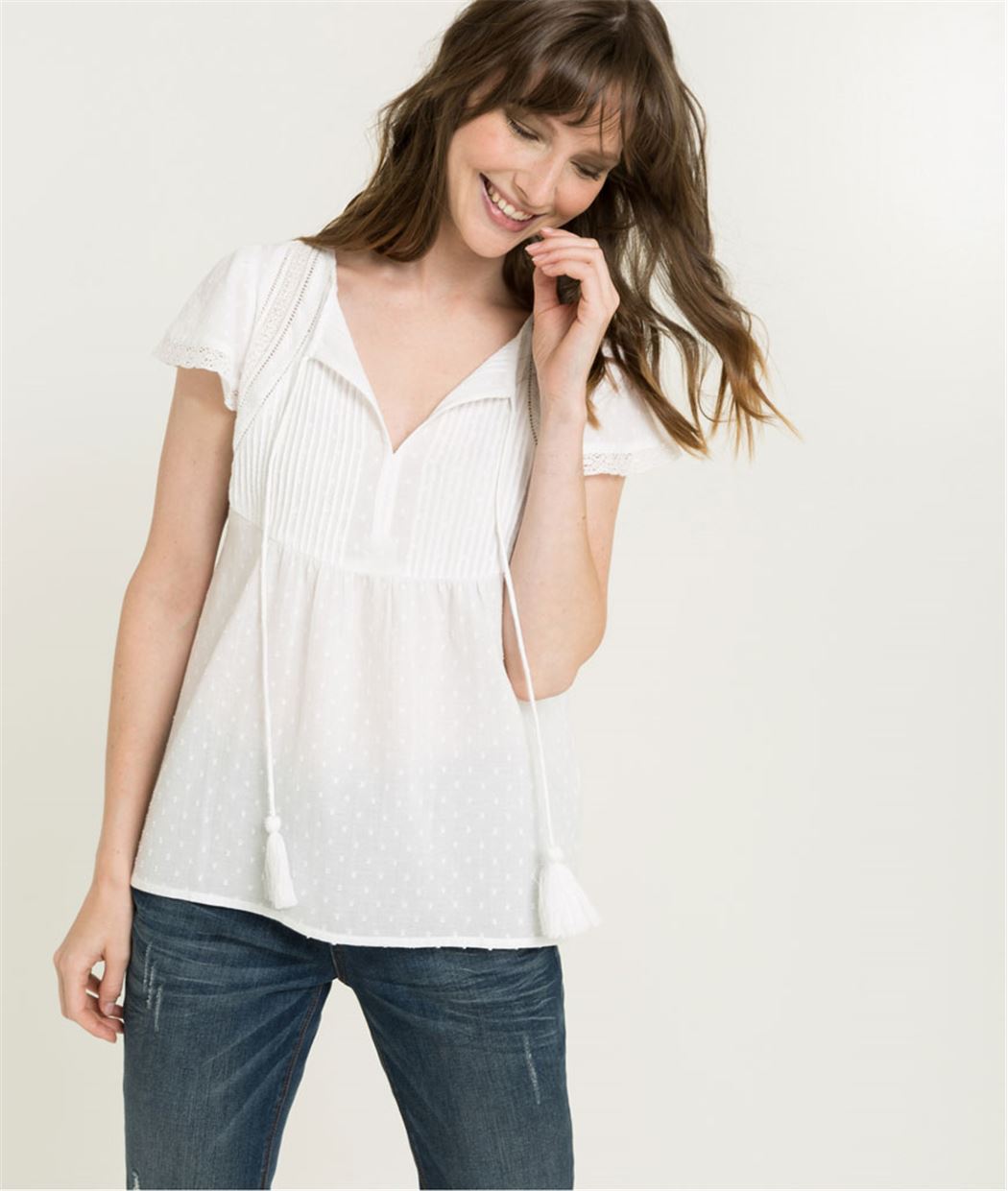 Blouse femme brodée ECRU