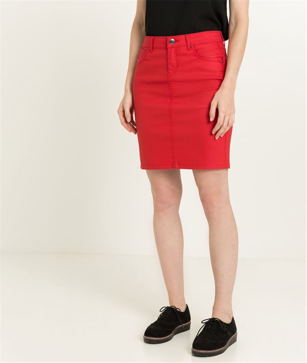 Jupe femme enduite ROUGE