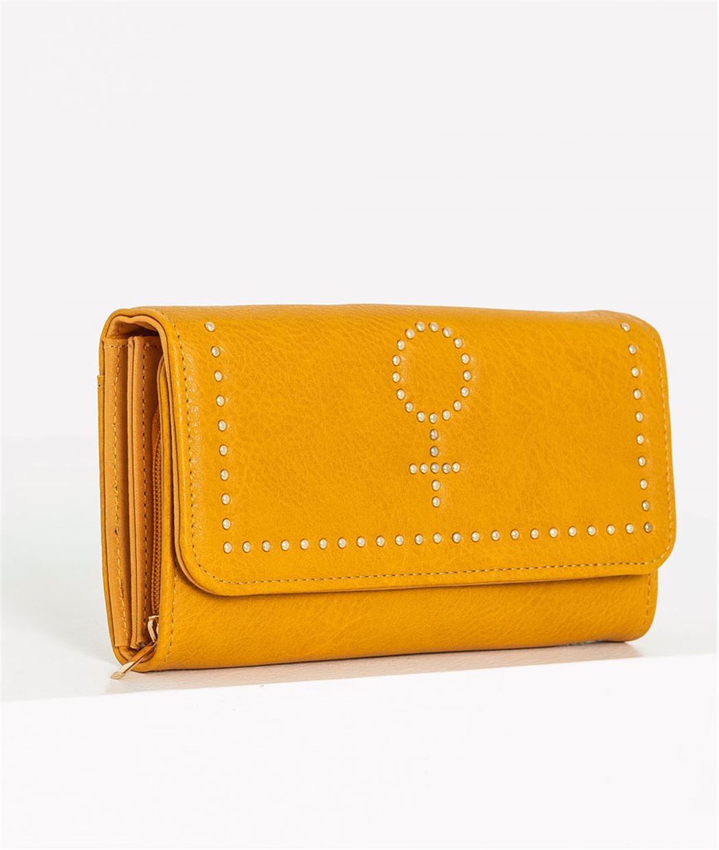 Portfeuille femme jaune avec clous JAUNE