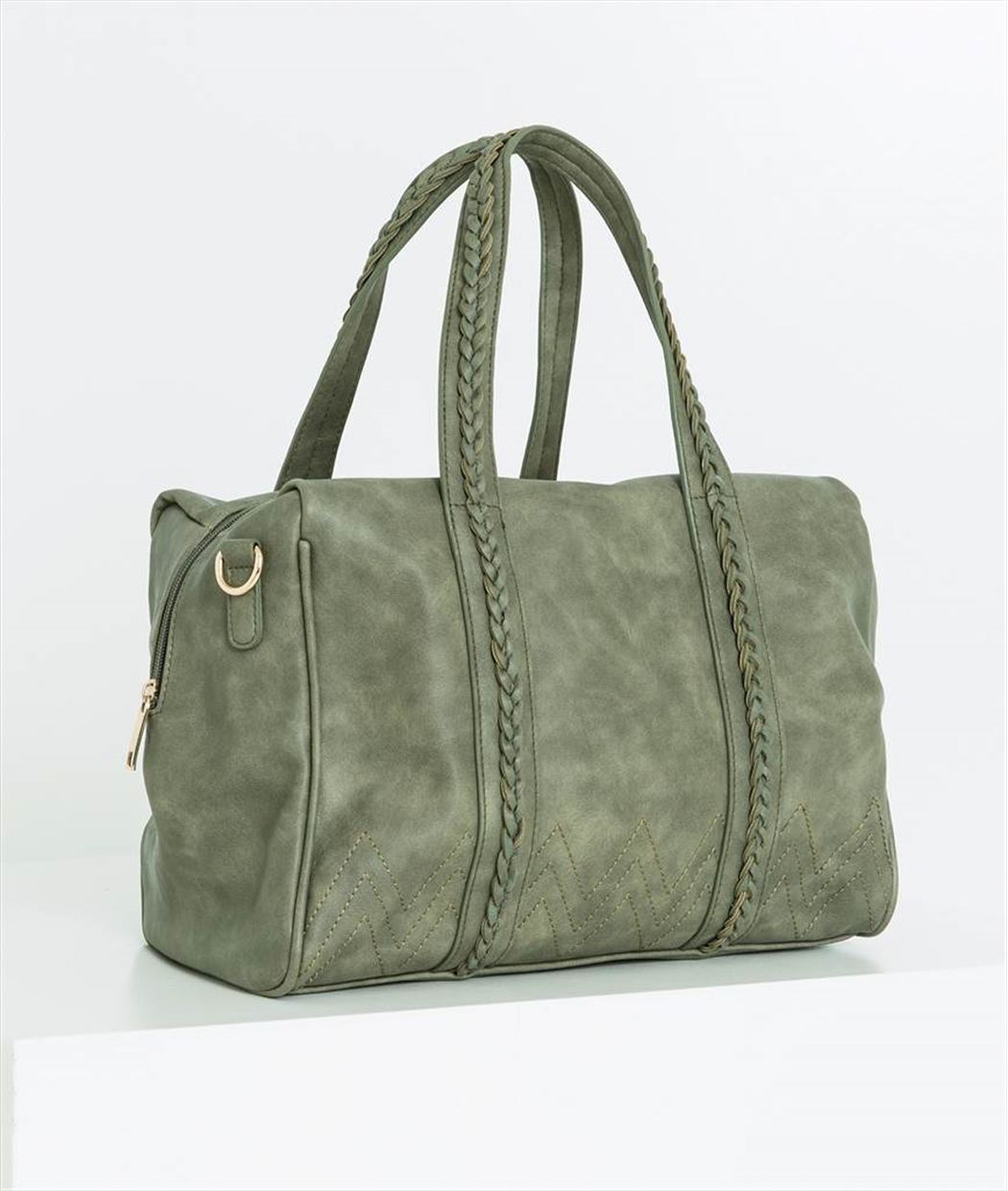 Sac à main femme forme bowling KAKI