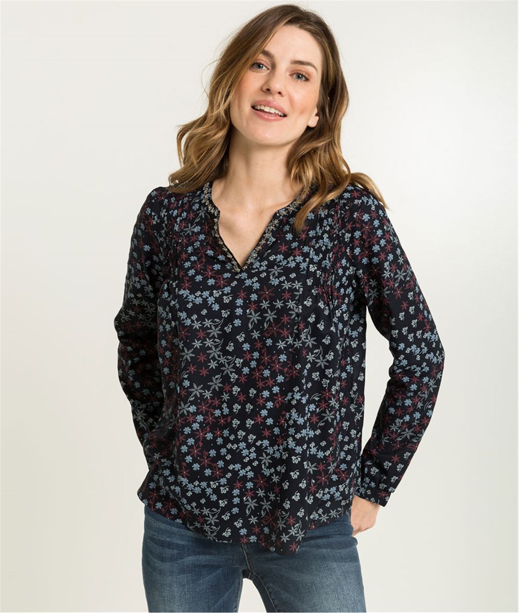 Blouse femme imprimé fleuri MARINE