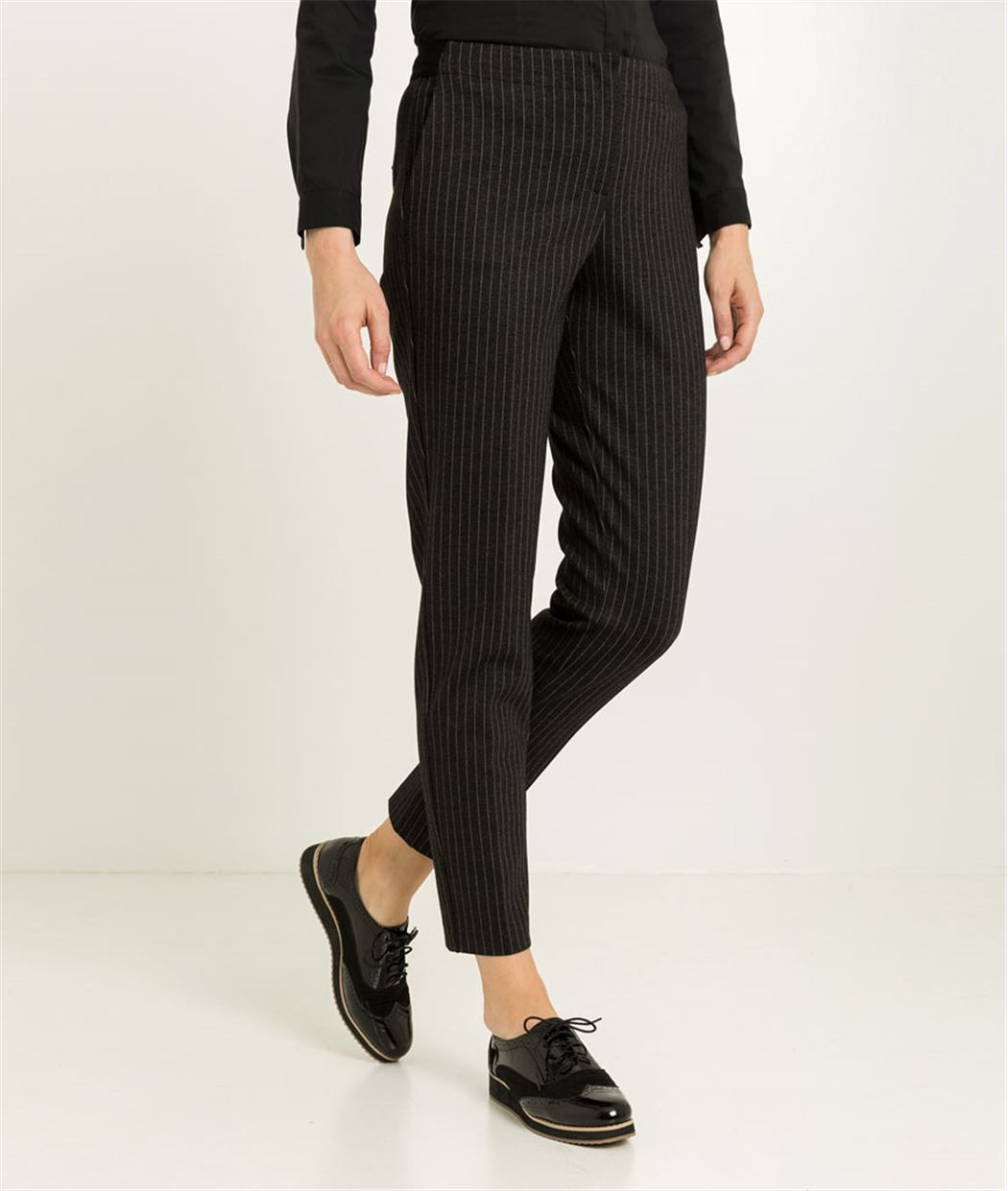 Pantalon de tailleur femme rayé noir GRIS - Grain de Malice