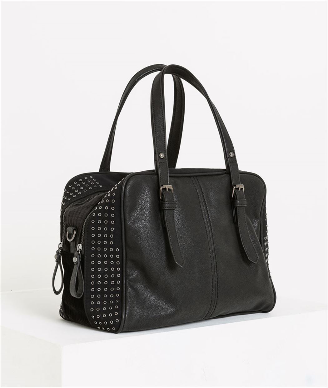 Sac à main femme oeillets et velours NOIR