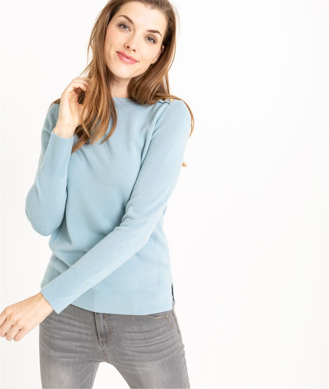 Pull femme fin couleur uni BLEU