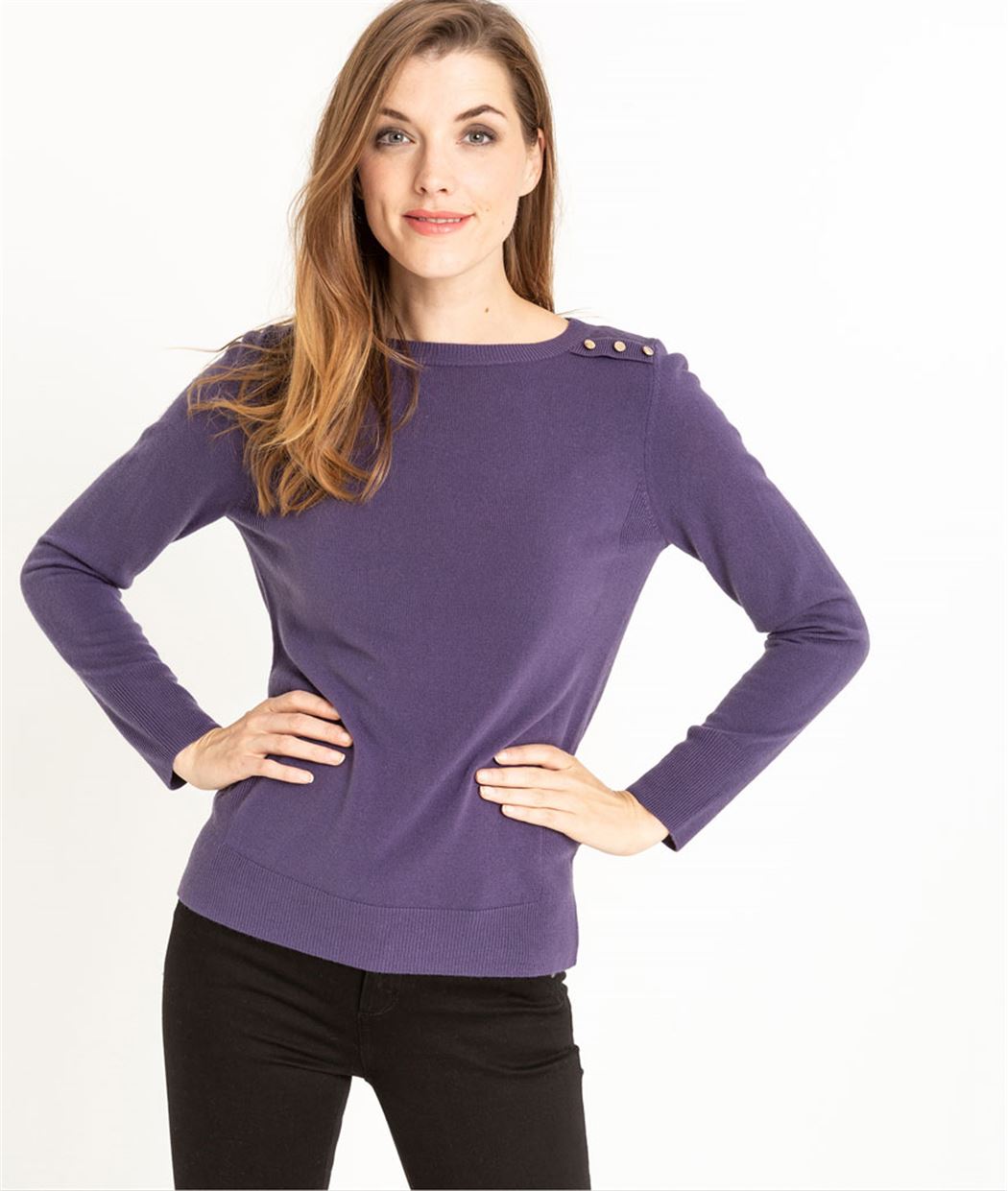 Pull femme fin couleur uni VIOLET