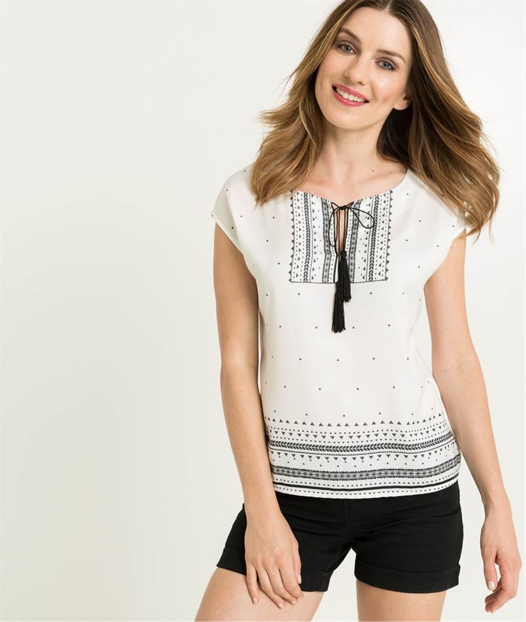 T-shirt femme noir et blanc BLANC