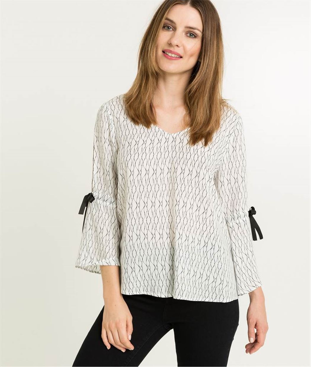 Blouse femme fluide manches ouvertes ECRU