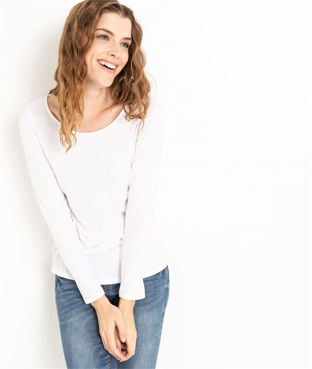 T-shirt femme manches longues BLANC