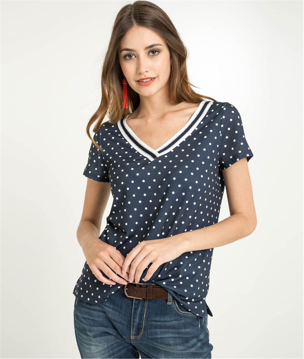 T-shirt femme à pois MARINE
