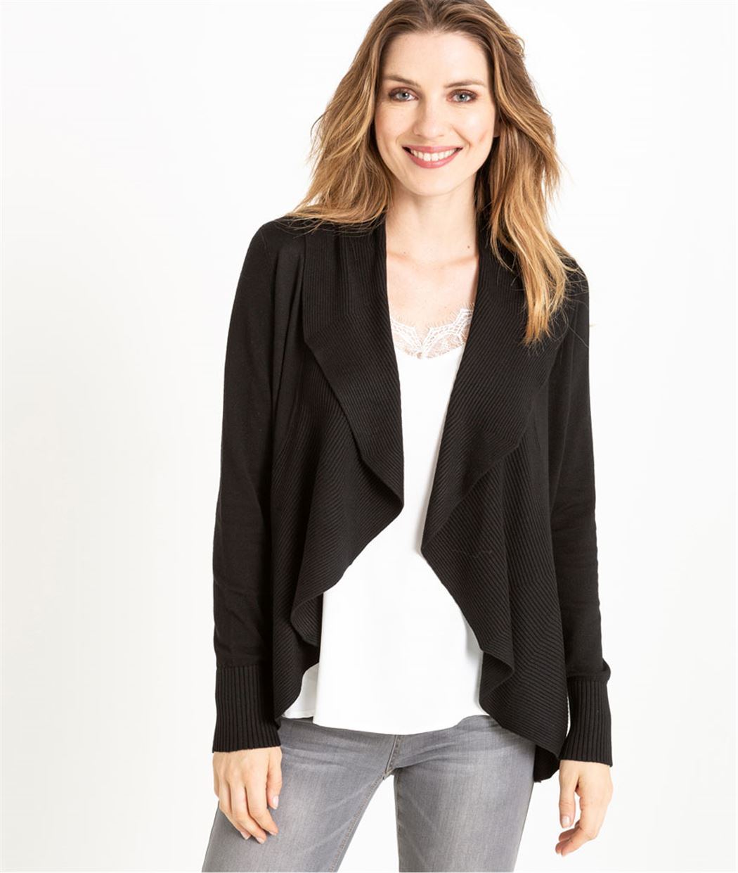 Gilet femme à pans NOIR