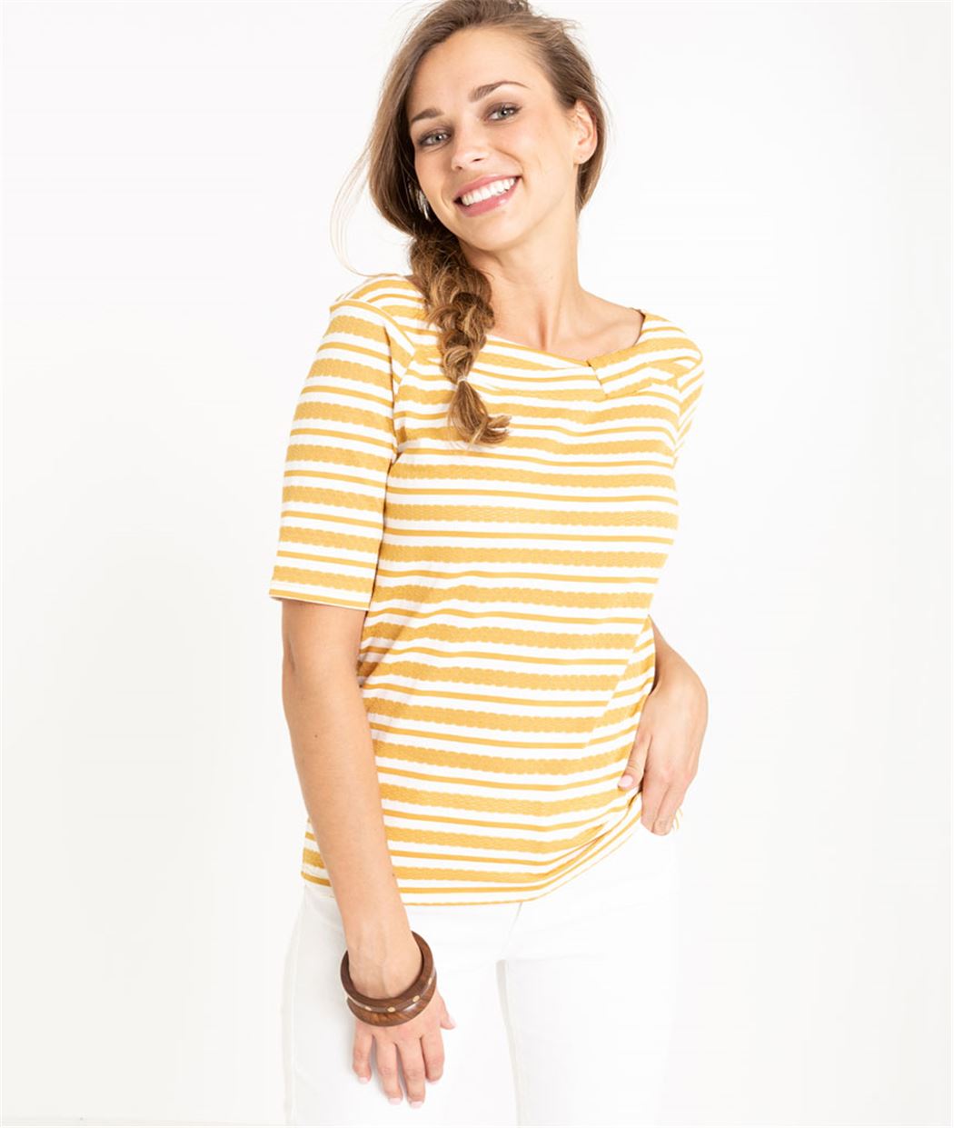 T-shirt femme rayé ECRU