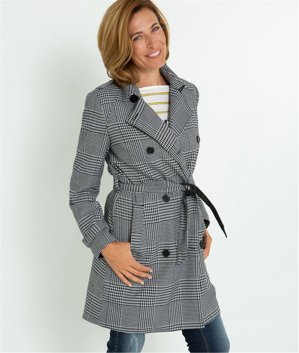 Trench femme à carreaux GRIS