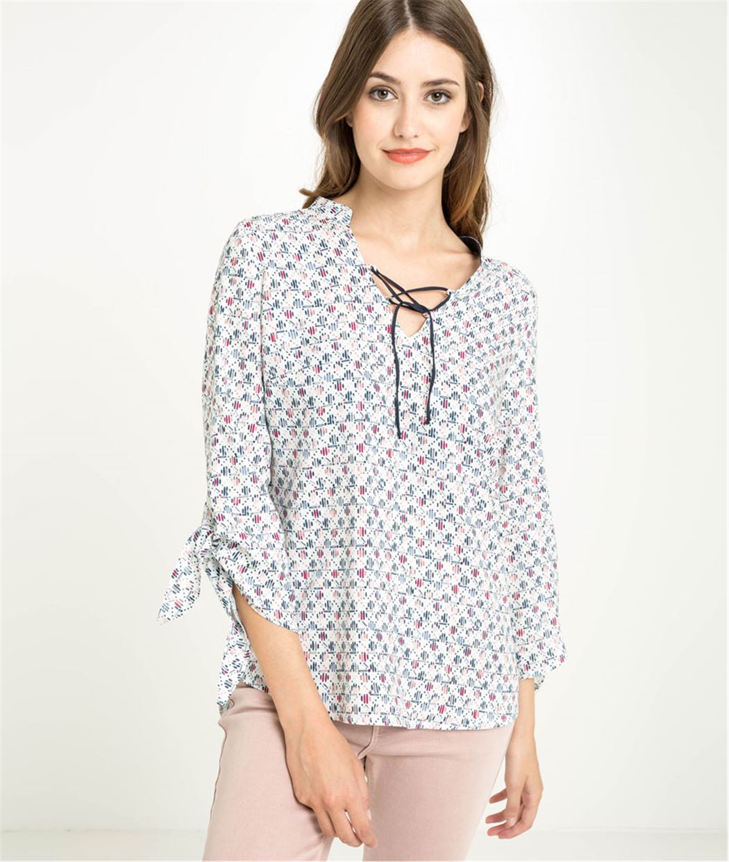 Blouse femme imprimée manches longues ROSE