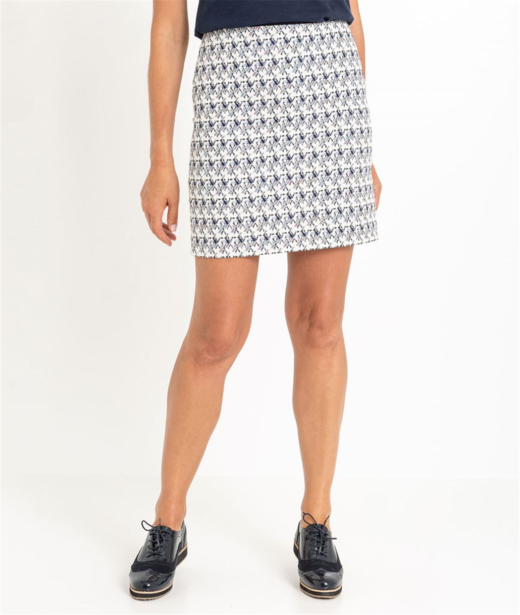 Jupe femme courte droite en jacquard MULTICOLORE