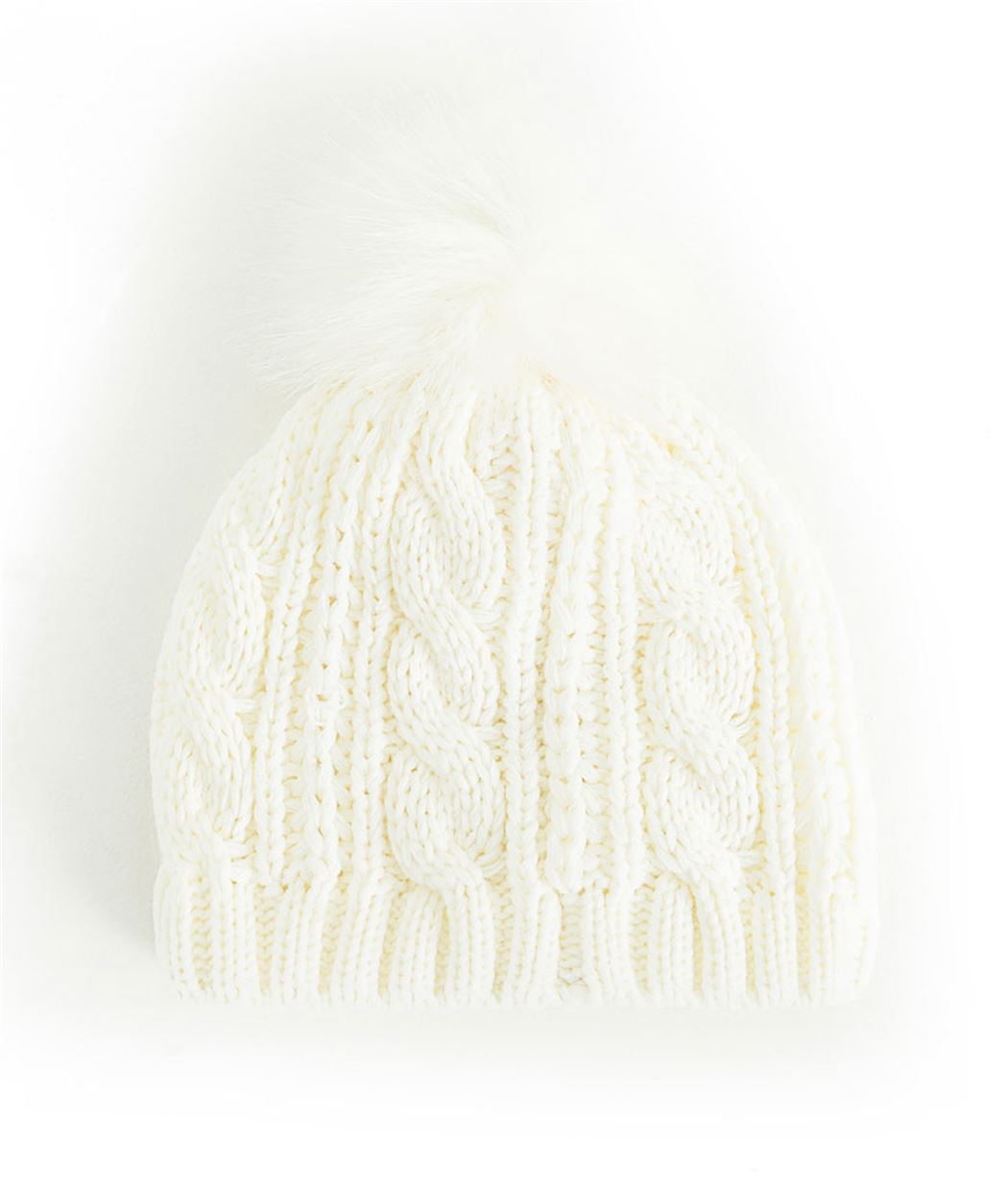 Bonnet femme avec pompon ECRU