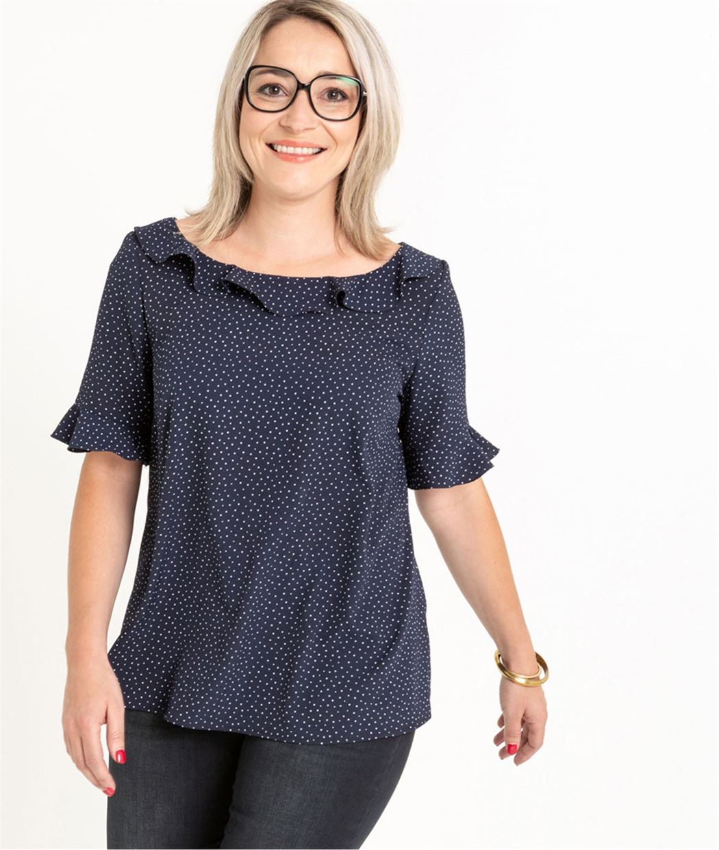 Chemisier femme pois et volants IMPRIME