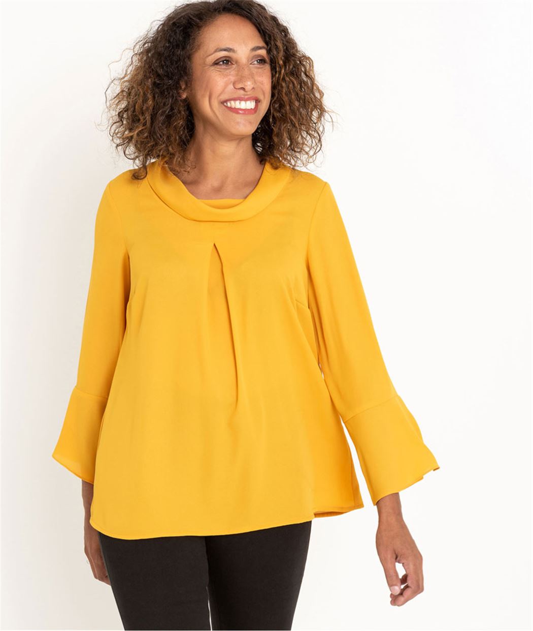 Chemisier femme col bénitier safran SAFRAN