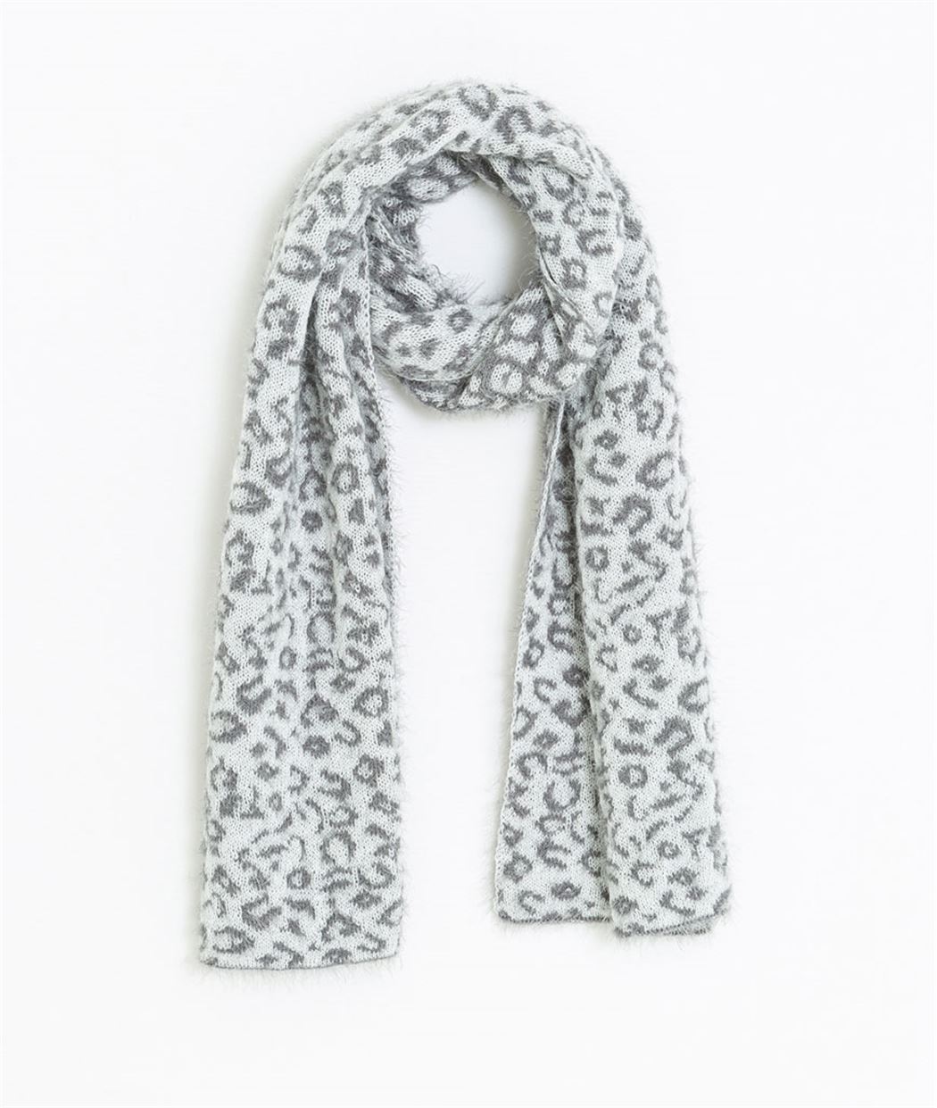 Echarpe femme réversible motif léopard GRIS