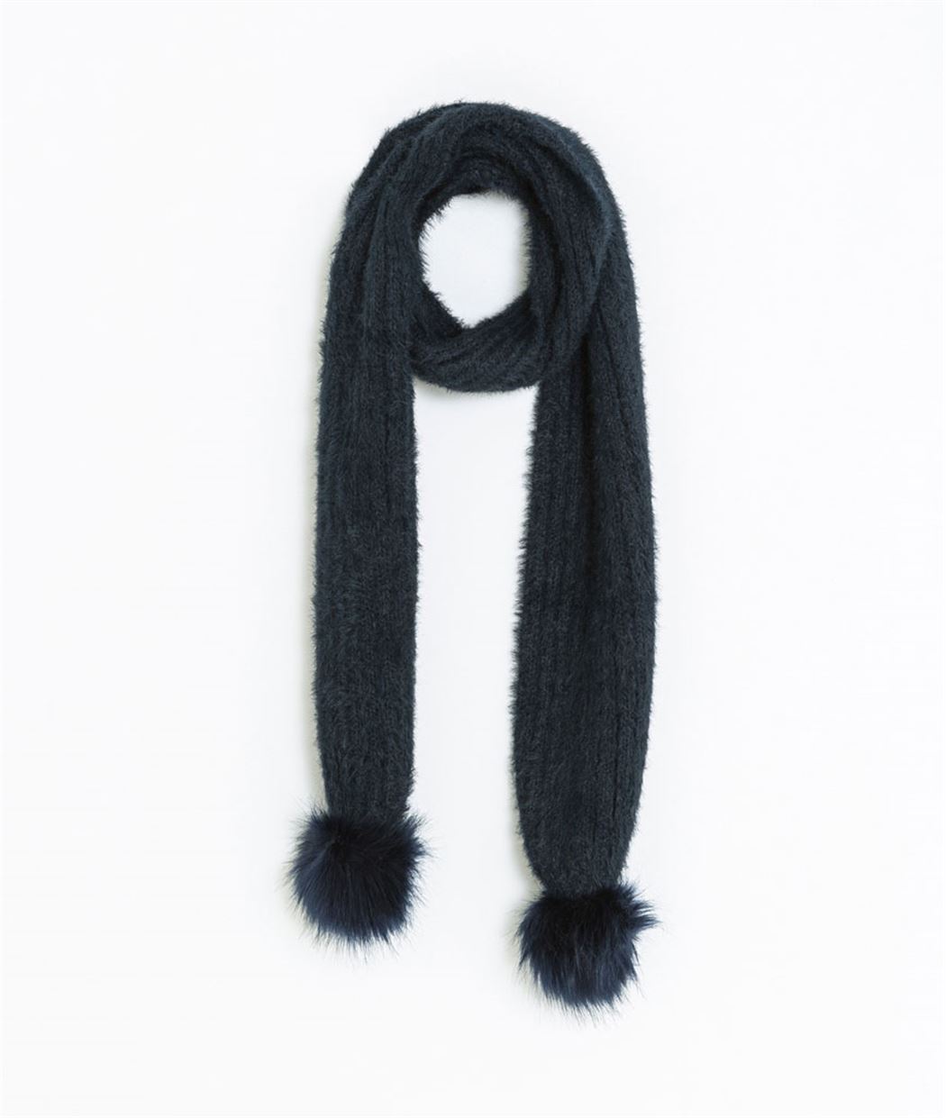Echarpe femme avec pompons BLEU