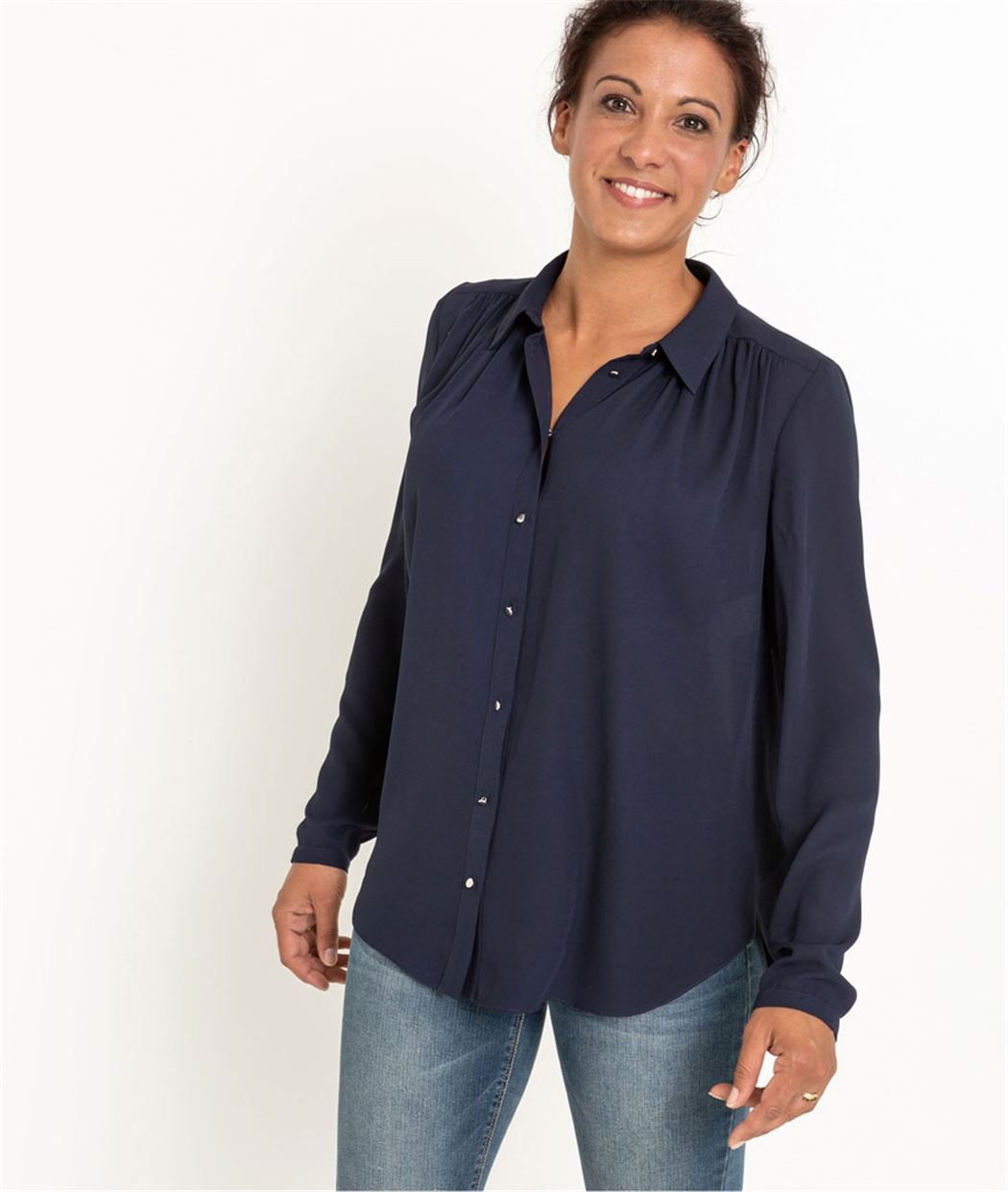 Chemisier femme marine avec fente MARINE