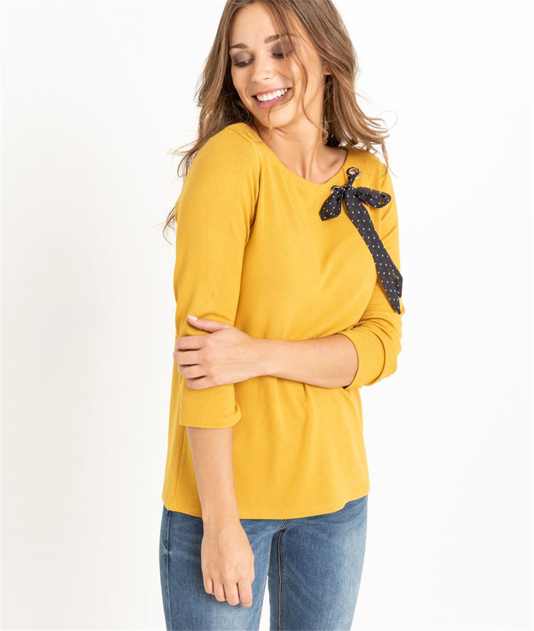 T-shirt femme safran avec noeud SAFRAN