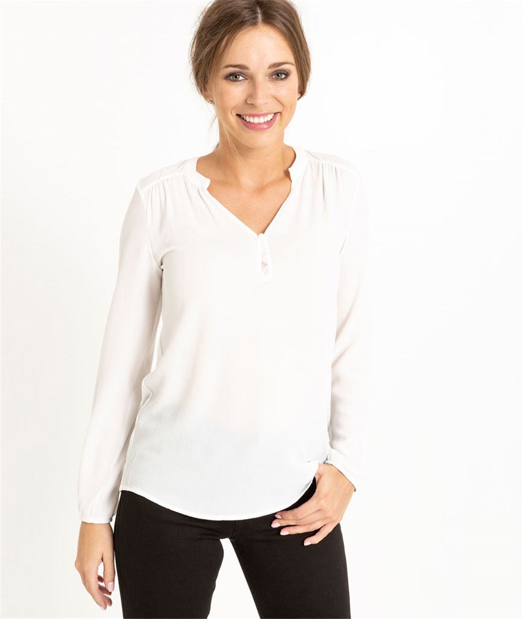 T-shirt femme manches longues ECRU
