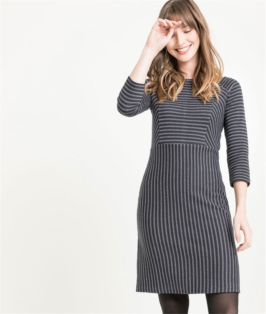 Robe femme rayée en maille MARINE